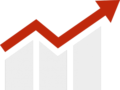 Bar graph with rising trend arrow